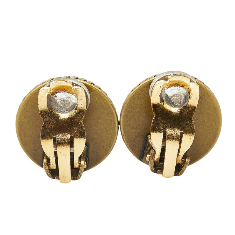 Chanel Vintage Coco Mark Earrings Gold Black