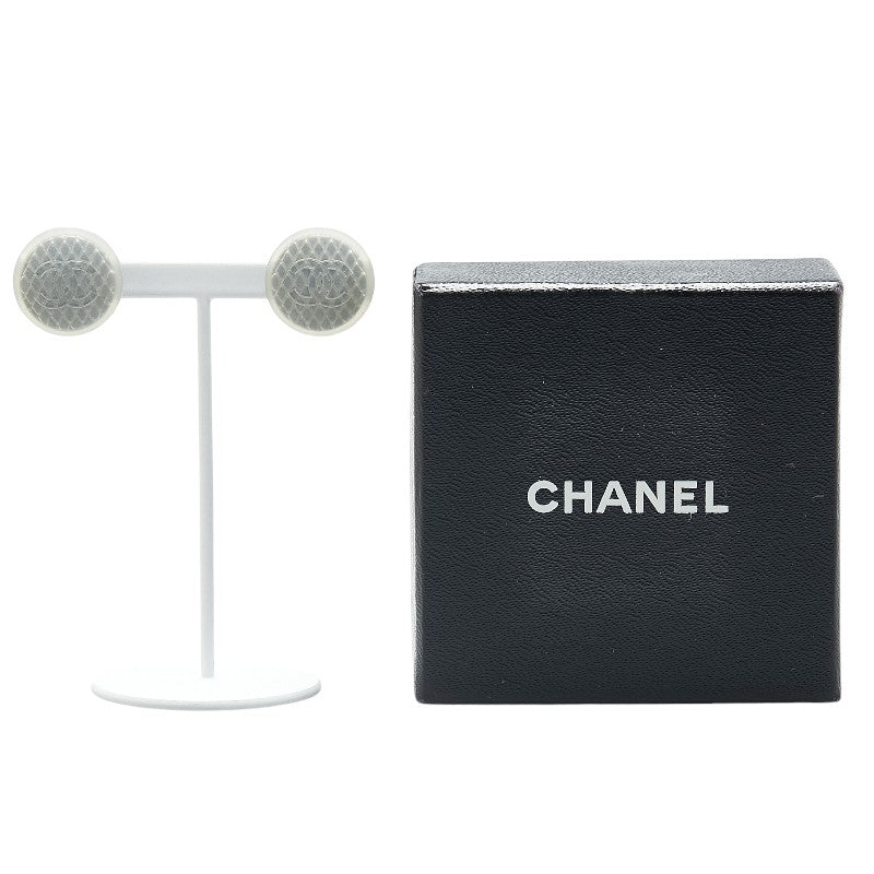 Chanel Coco Mark Earrings Gray Rubber