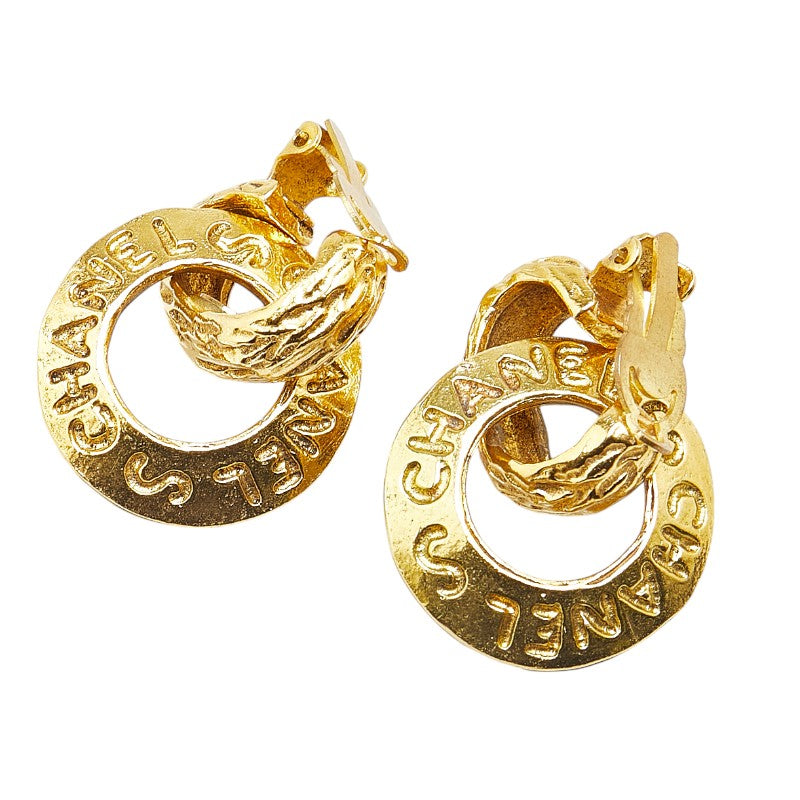 Chanel Vintage Logo Swing Earrings Gold