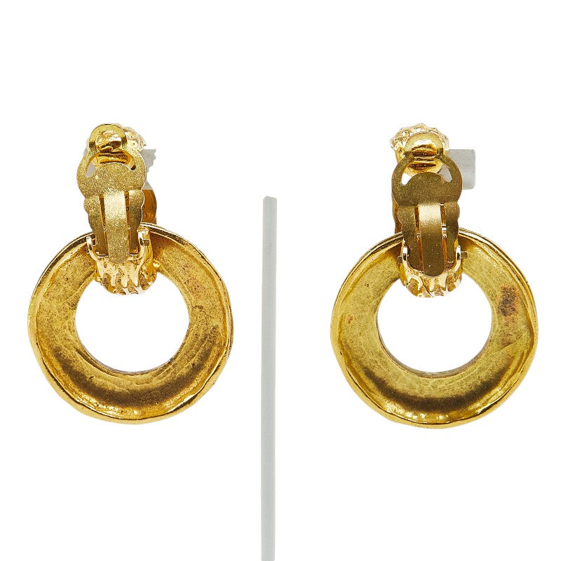 Chanel Vintage Logo Swing Earrings Gold