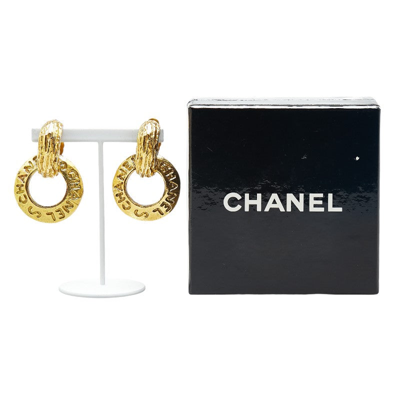 Chanel Vintage Logo Swing Earrings Gold