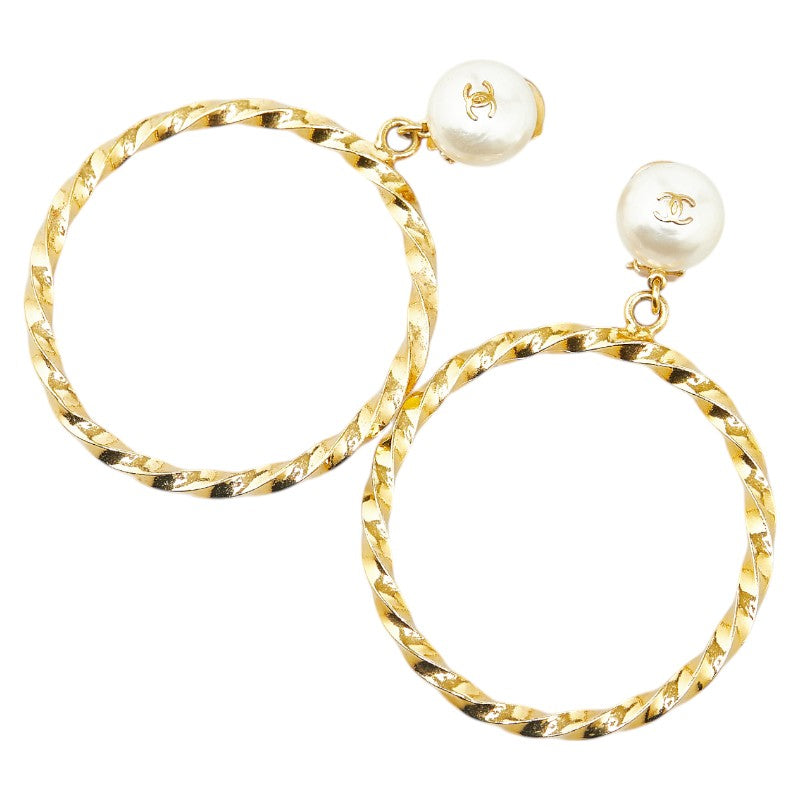 Chanel Vintage Coco Mark Hoop Earrings