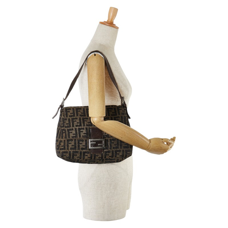 Fendi Canvas Leather Mamma Bucket Shoulder Bag