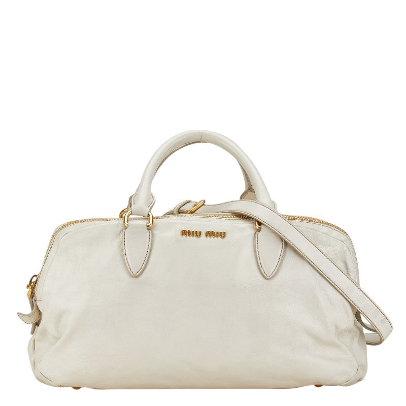 Miu Miu Leather 2WAY Handbag White