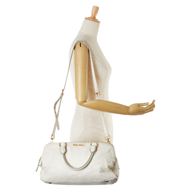 Miu Miu Leather 2WAY Handbag White