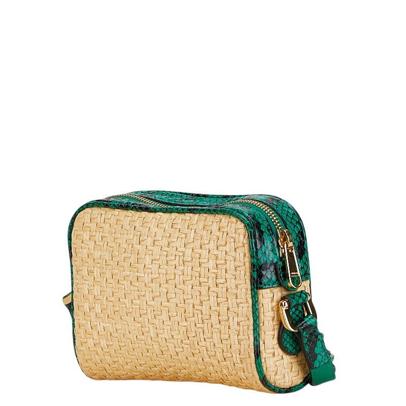 Gucci GG Marmont Python Straw Shoulder Bag