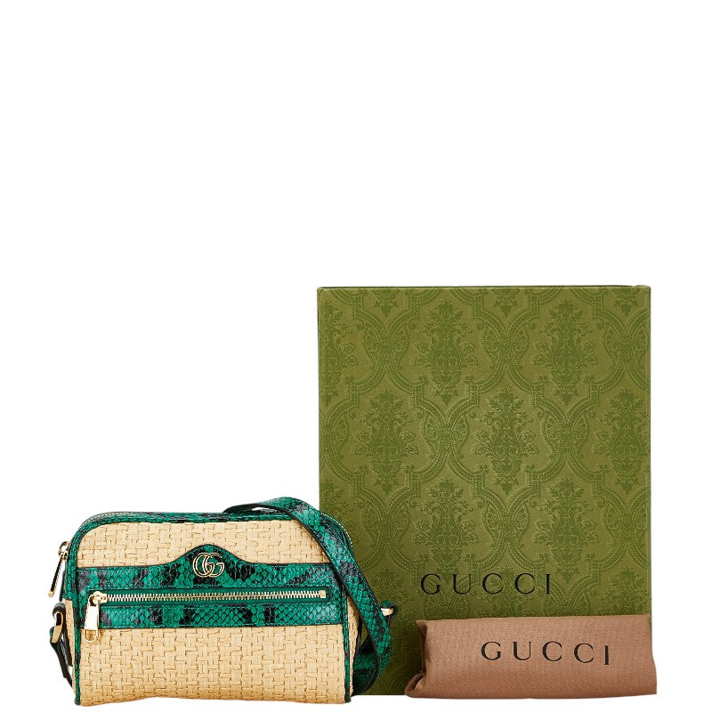 Gucci GG Marmont Python Straw Shoulder Bag