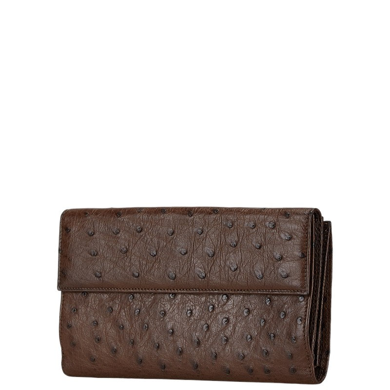 Loewe Ostrich Long Wallet Brown