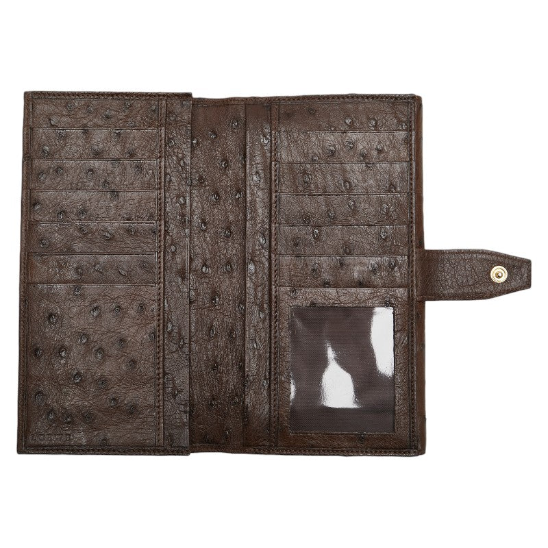 Loewe Ostrich Long Wallet Brown