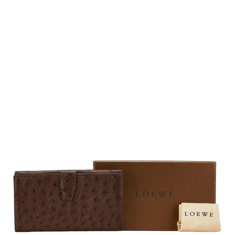 Loewe Ostrich Long Wallet Brown