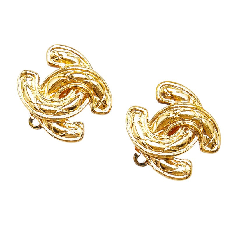 Chanel Coco Mark Matelasse Earrings Gold