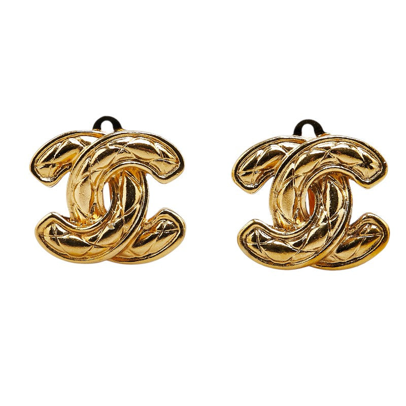 Chanel Coco Mark Matelasse Earrings Gold