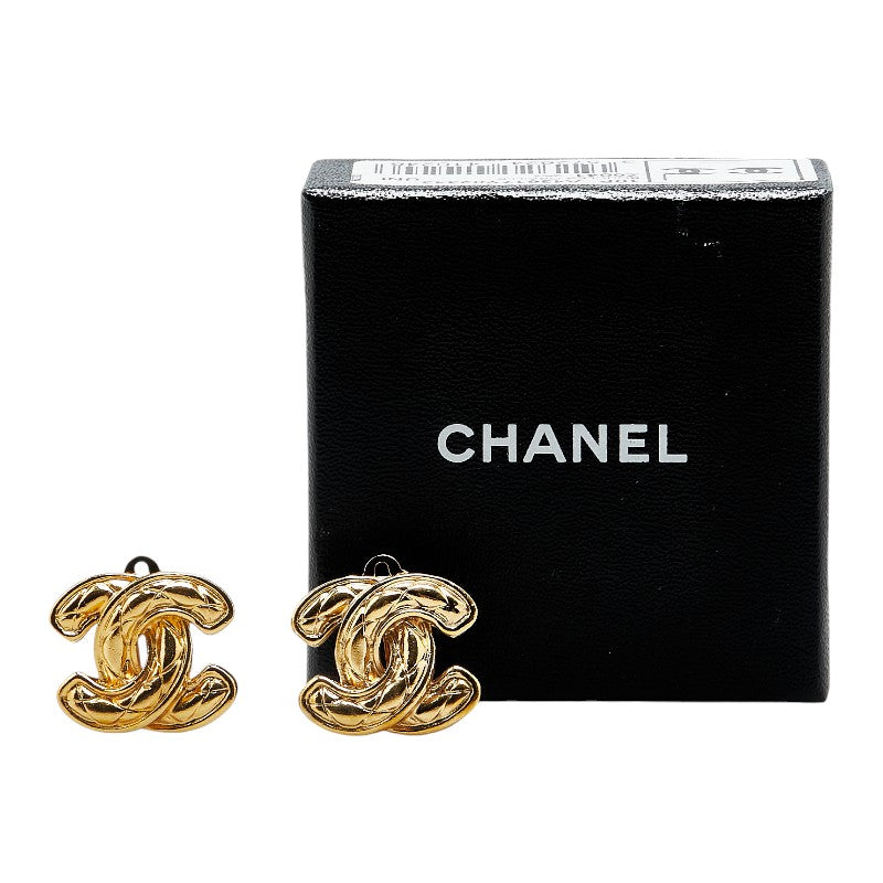 Chanel Coco Mark Matelasse Earrings Gold