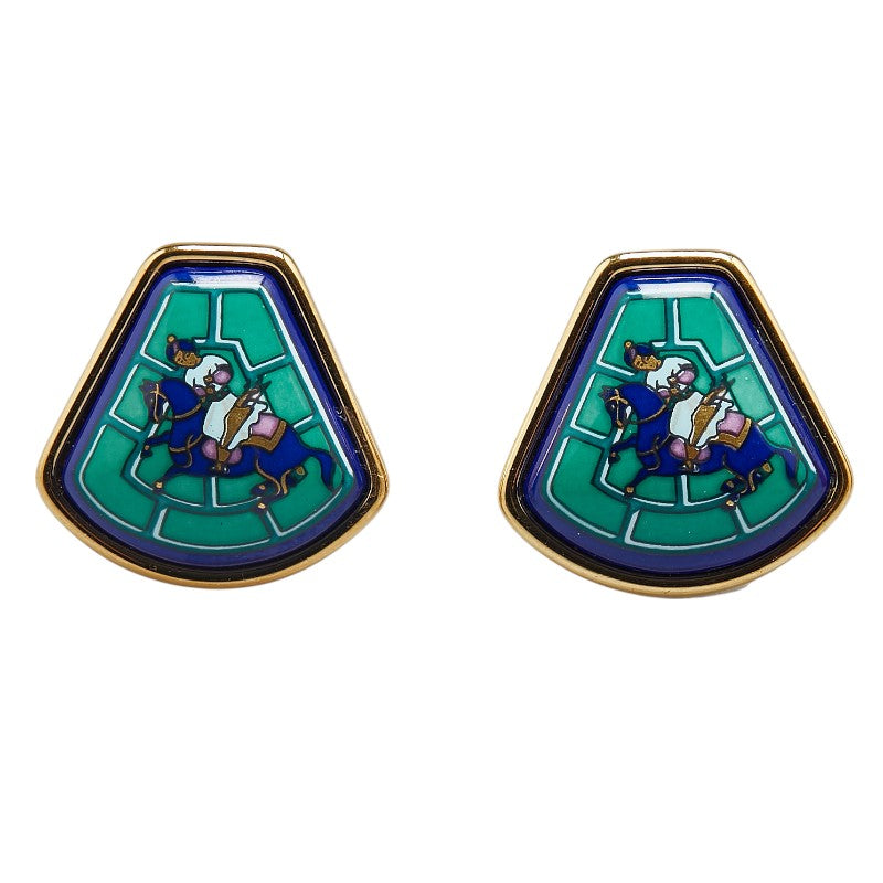 Hermes Enamel Equestrian Clip Earrings