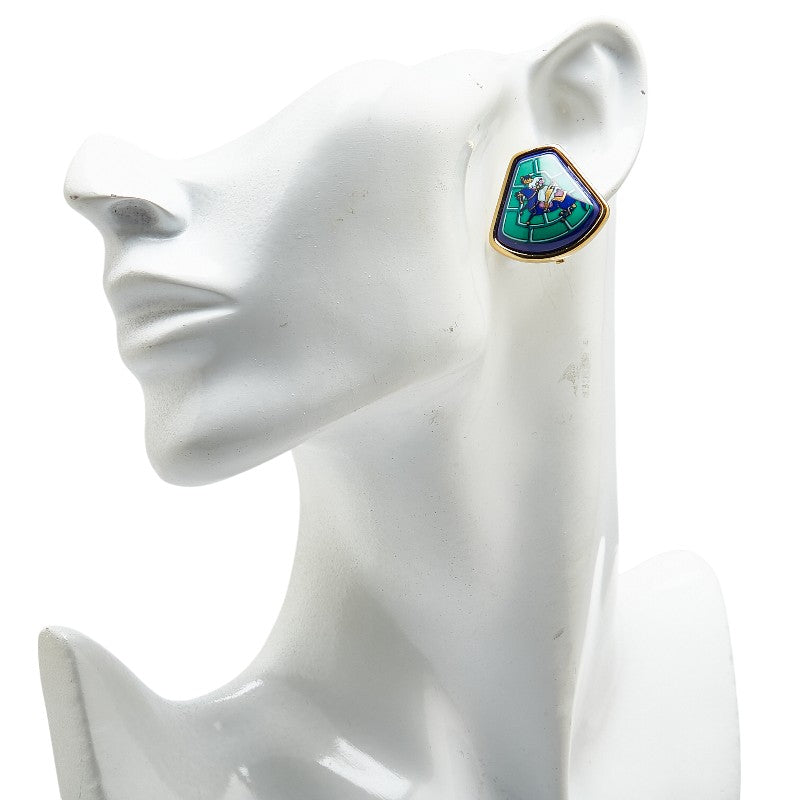 Hermes Enamel Equestrian Clip Earrings