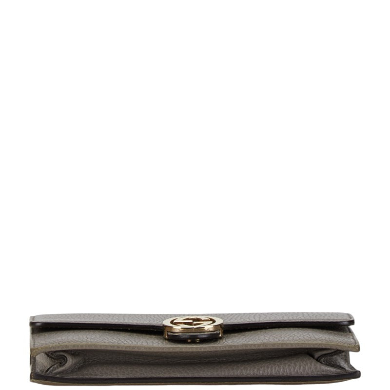 Gucci Interlocking G Chain Wallet Gray Leather