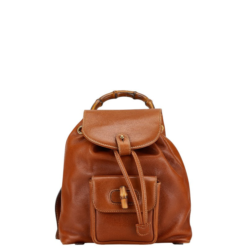 Gucci Bamboo Leather Backpack Brown