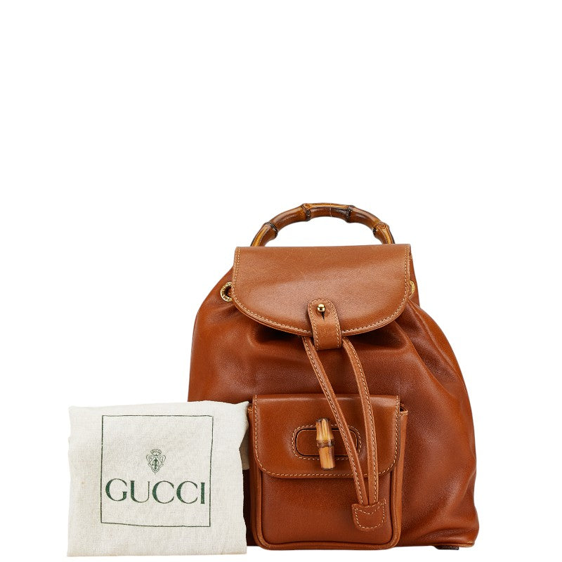 Gucci Bamboo Leather Backpack Brown