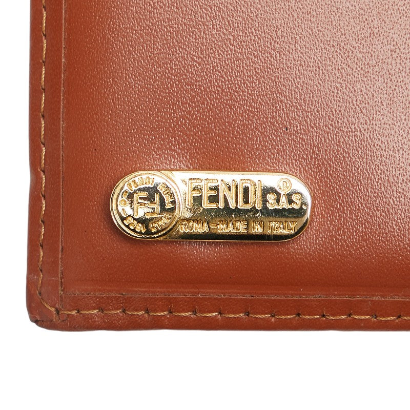 Fendi Pequin Long Wallet Beige Black Brown PVC Leather