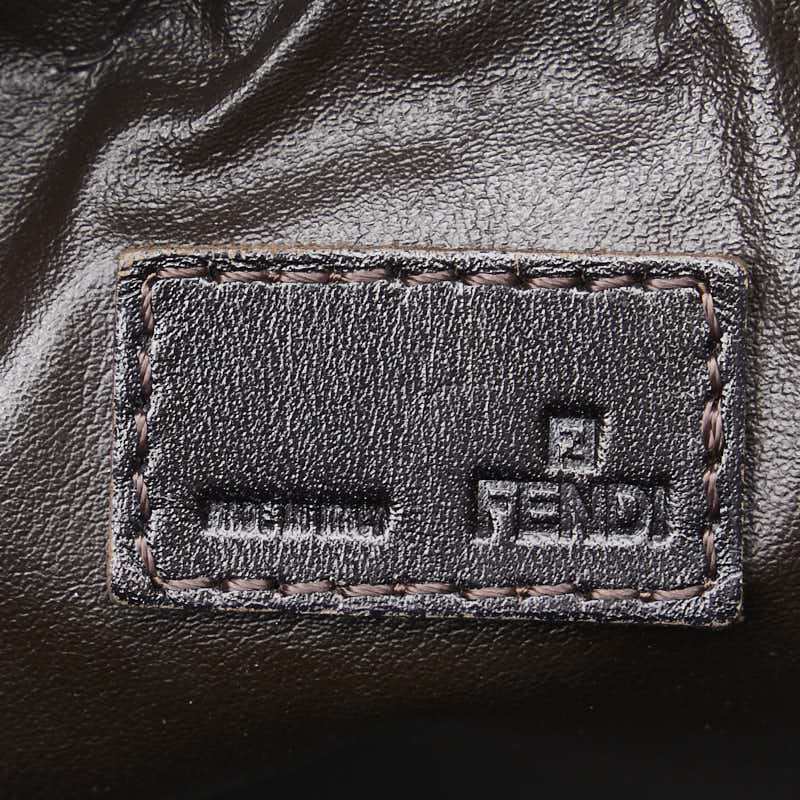 Fendi Zucchino Mini Boston Handbag Canvas Leather