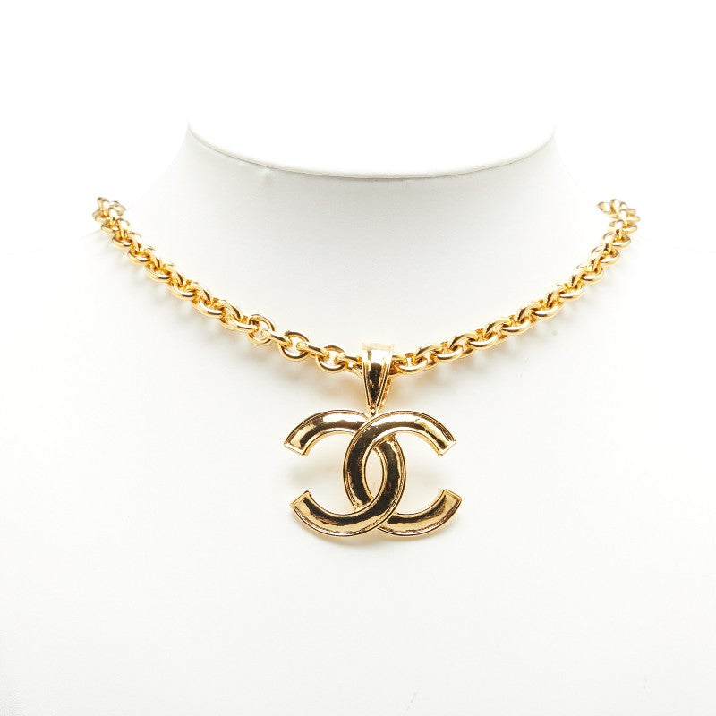 Chanel Vintage Coco Mark Necklace Gold Plated