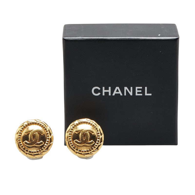 Chanel Vintage Coco Mark Earrings Gold