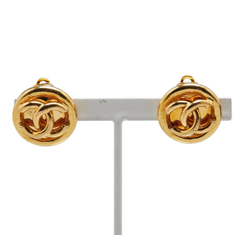 Chanel Vintage Coco Mark Earrings Gold