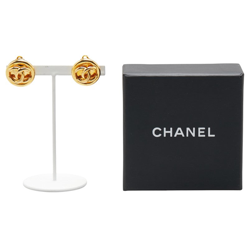 Chanel Vintage Coco Mark Earrings Gold