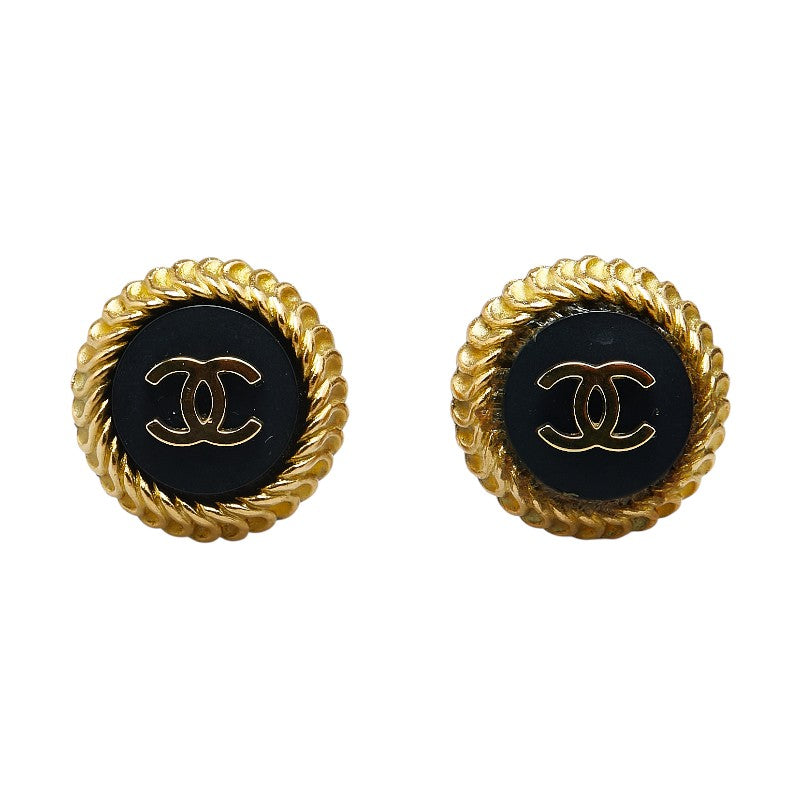 Chanel Vintage Coco Mark Round Earrings Gold