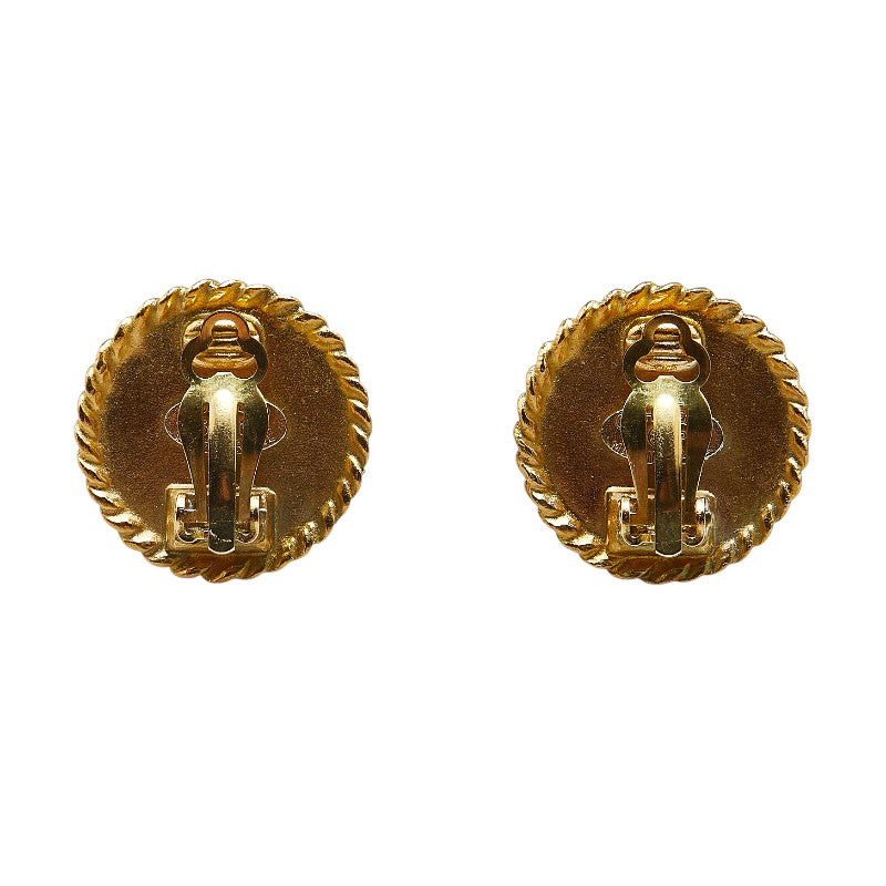 Chanel Vintage Coco Mark Round Earrings Gold