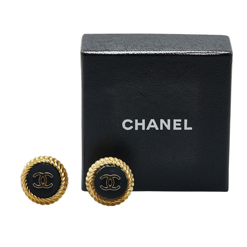 Chanel Vintage Coco Mark Round Earrings Gold