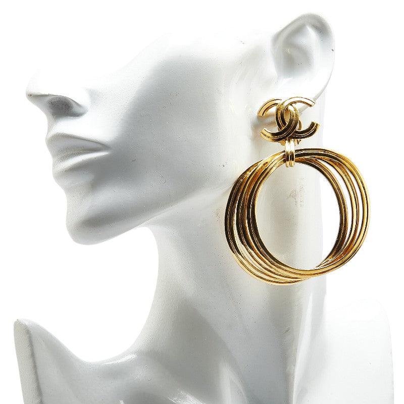 Chanel Vintage Triple Hoop Earrings Gold