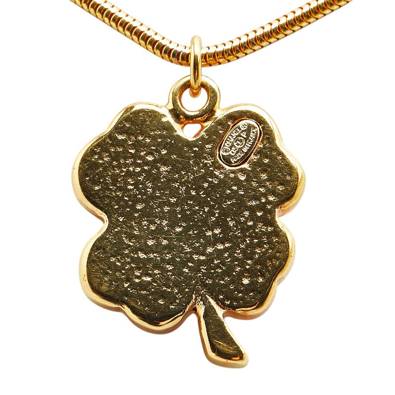 Chanel Clover Motif Necklace Gold Pink