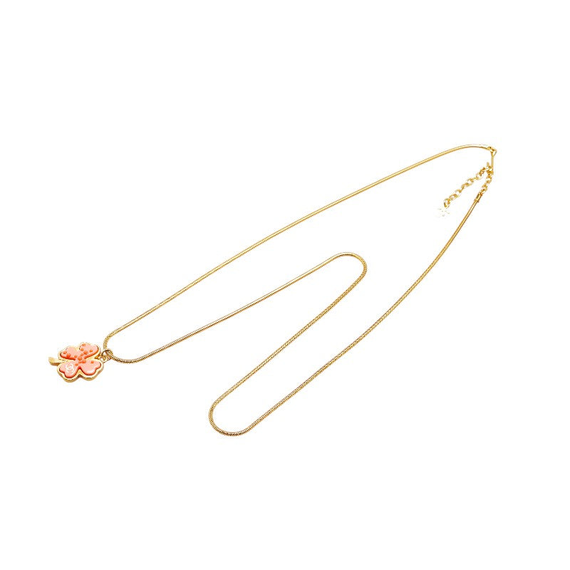 Chanel Clover Motif Necklace Gold Pink