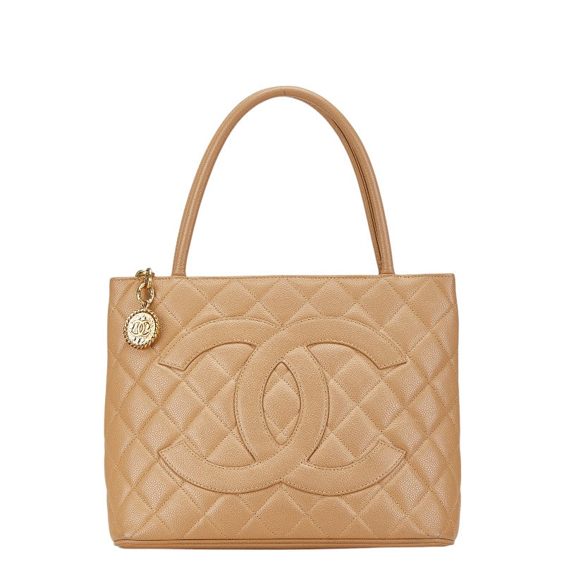 Chanel Caviar Skin Matelasse Tote Bag Beige