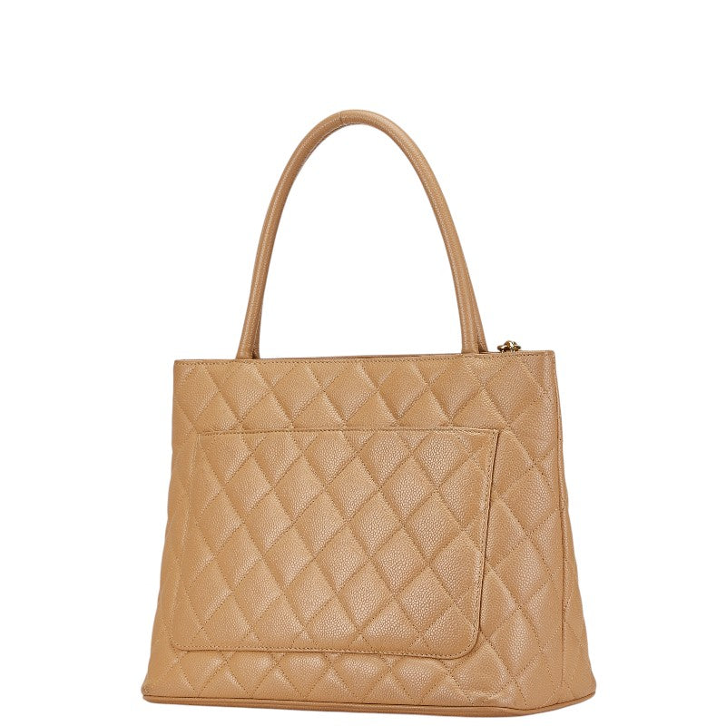 Chanel Caviar Skin Matelasse Tote Bag Beige