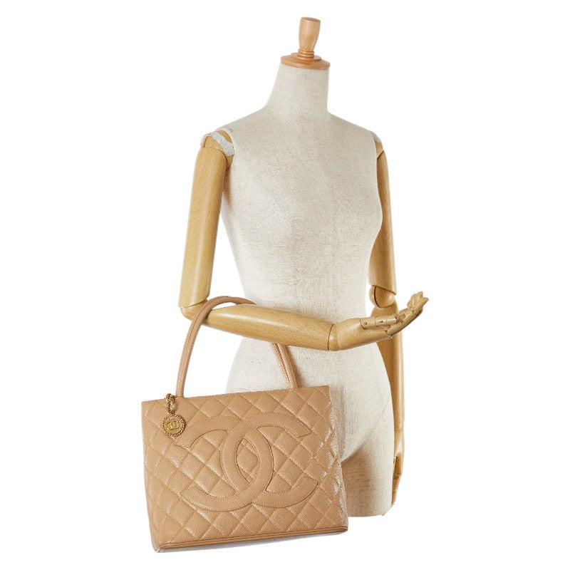 Chanel Caviar Skin Matelasse Tote Bag Beige