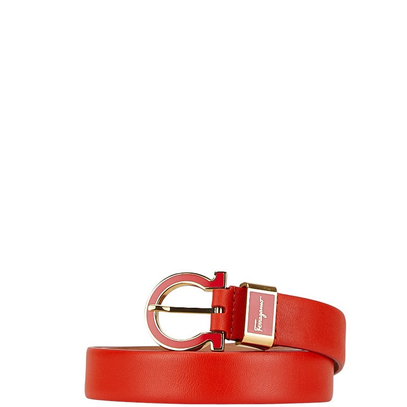 Salvatore Ferragamo Gancini Leather Belt Red