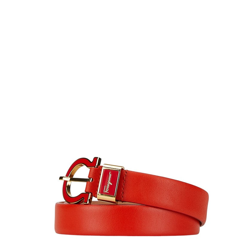 Salvatore Ferragamo Gancini Leather Belt Red