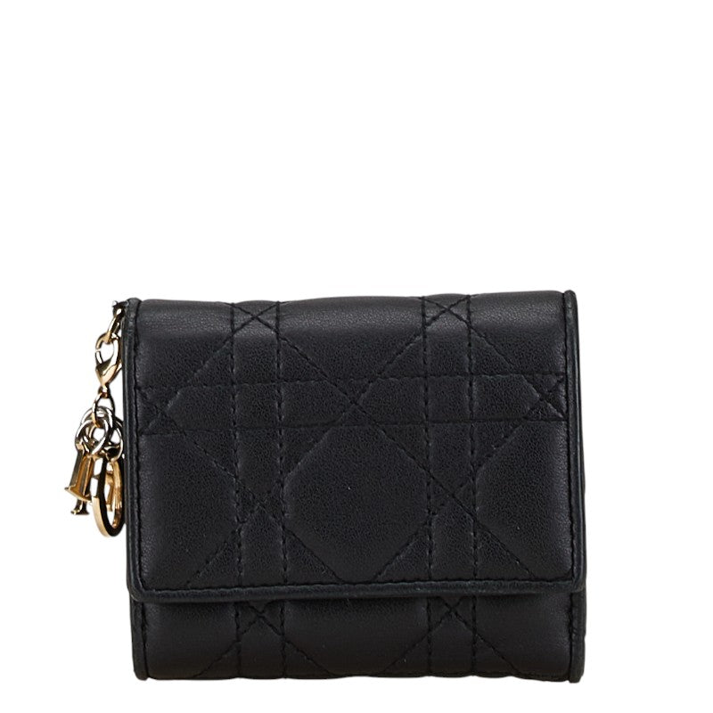 Dior Leather Tri-fold Wallet Black