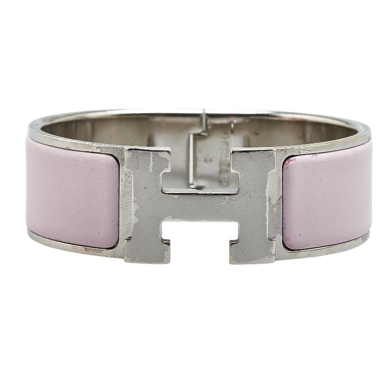 Hermes Click Clack H GM Bangle Silver Pink