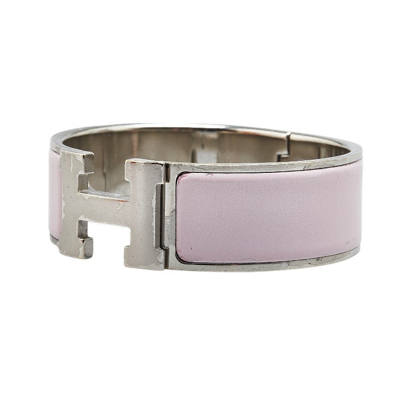 Hermes Click Clack H GM Bangle Silver Pink