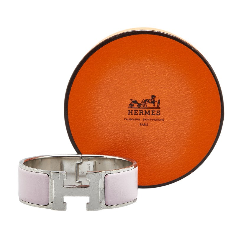 Hermes Click Clack H GM Bangle Silver Pink