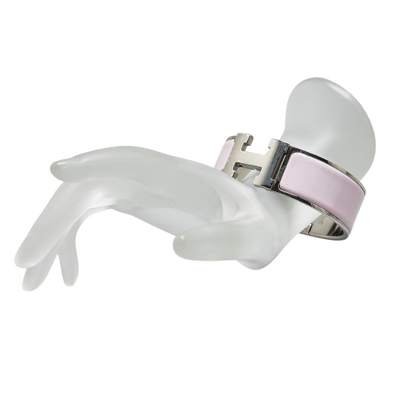 Hermes Click Clack H GM Bangle Silver Pink