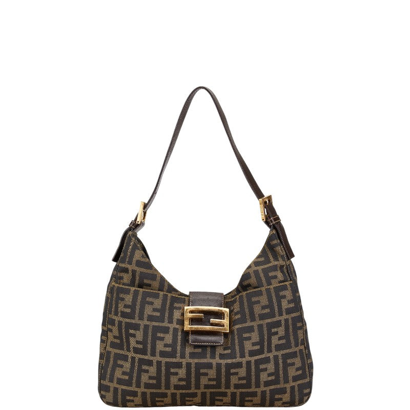 Fendi Zucca Canvas Leather Shoulder Bag