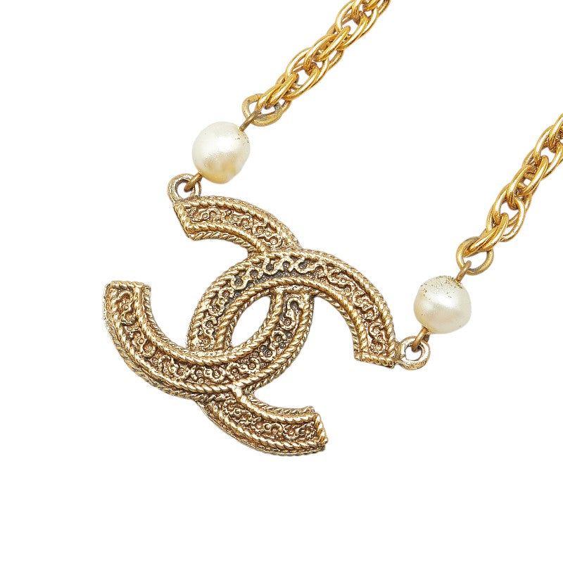 Chanel Coco Mark Faux Pearl Chain Necklace