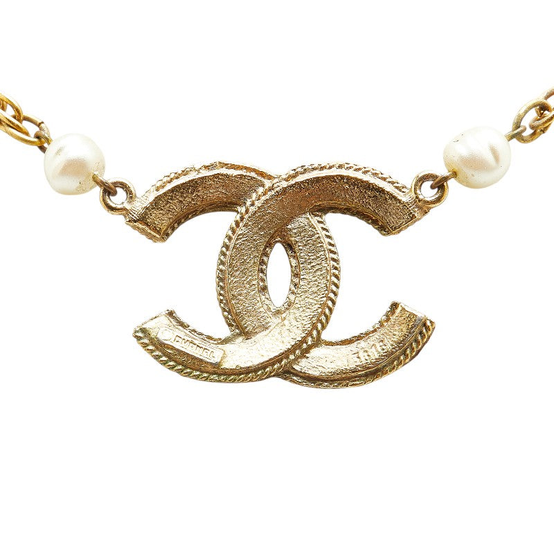 Chanel Coco Mark Faux Pearl Chain Necklace