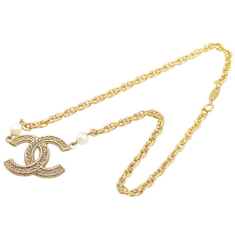 Chanel Coco Mark Faux Pearl Chain Necklace