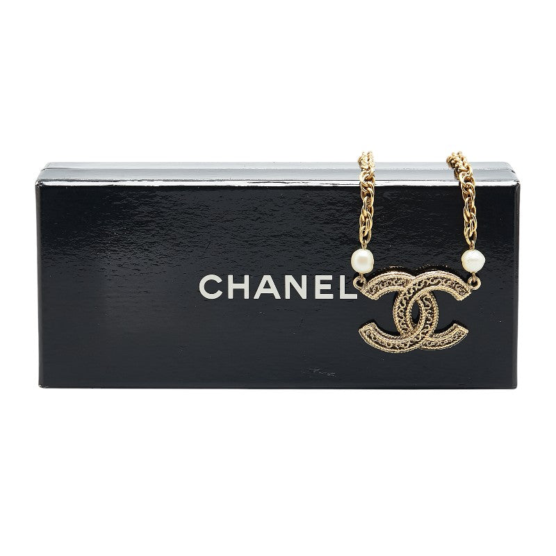 Chanel Coco Mark Faux Pearl Chain Necklace