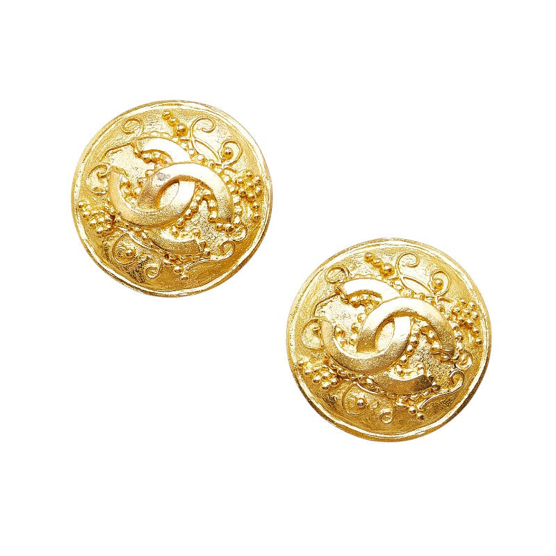 Chanel Vintage Coco Mark Earrings Gold